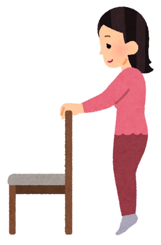立って椅子の背もたれを掴む女性 イラスト